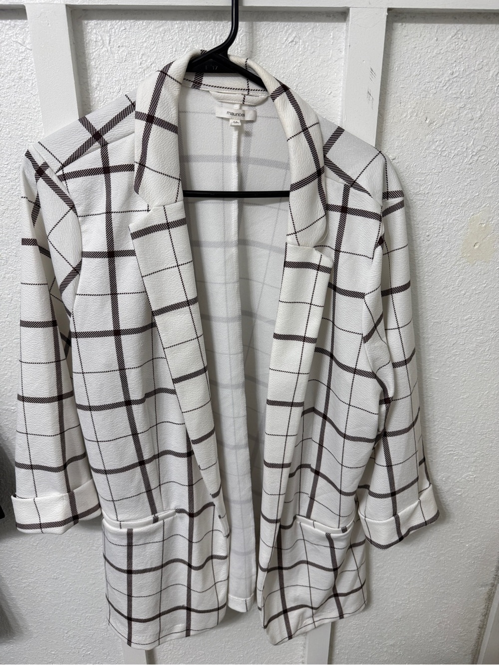 Maurices White Blazer with Brown Windowpane Check